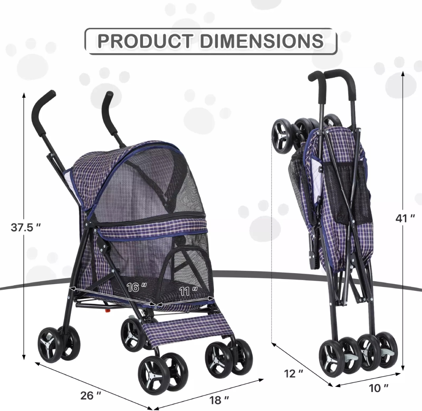 Pet Stroller with Mesh Cover