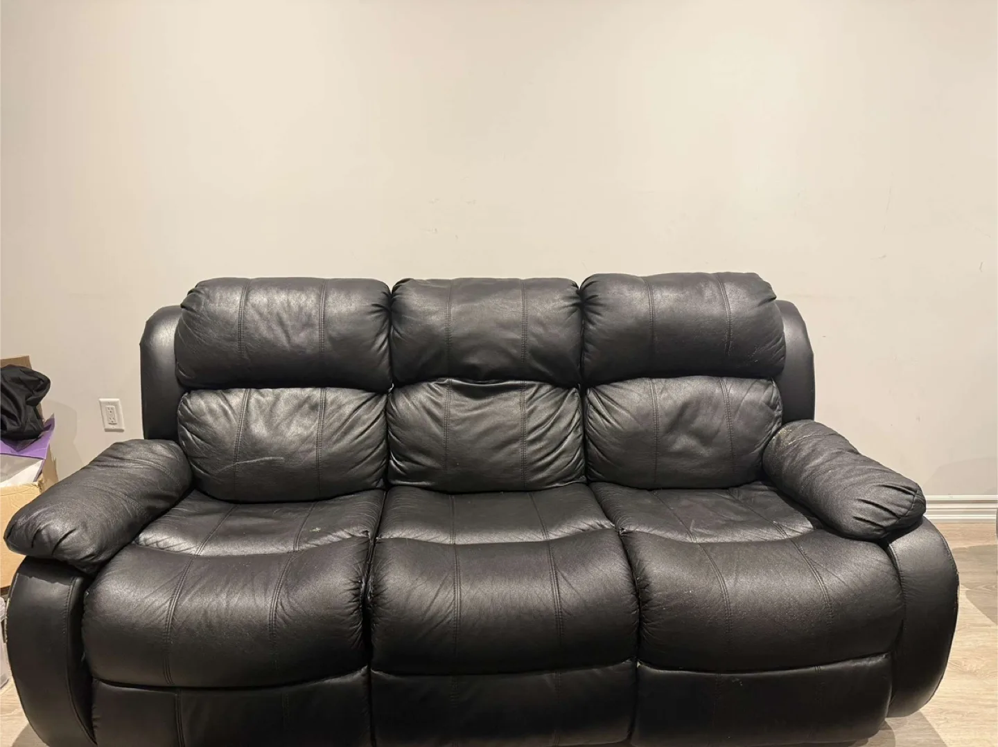 BOTH Black Leather Reclining Sofas image indicator(2)