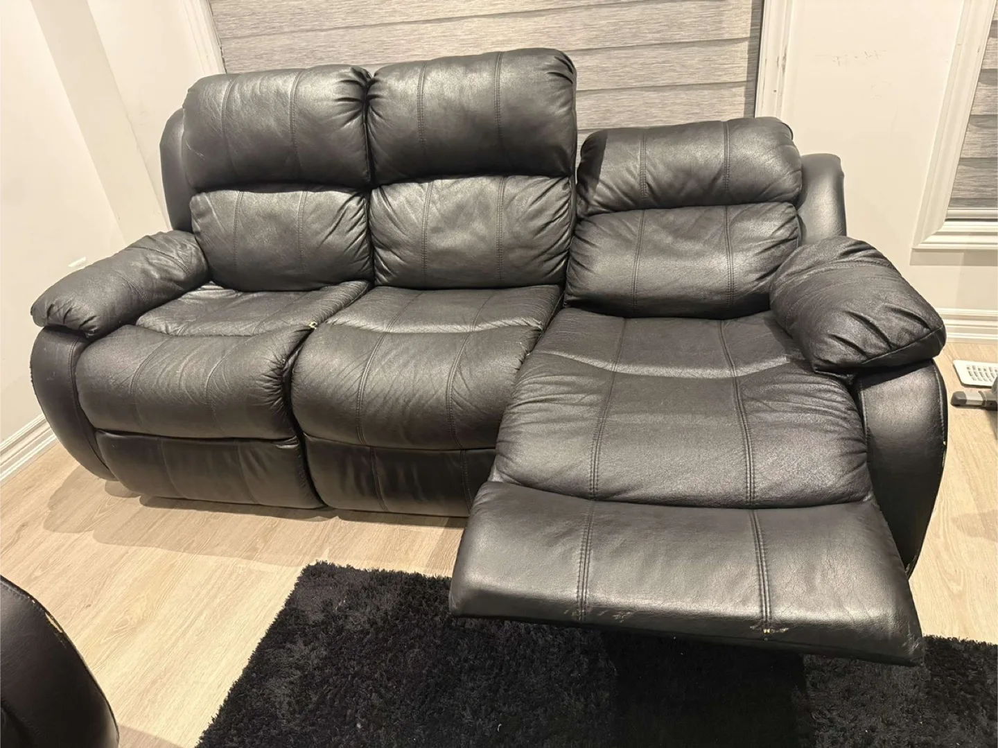 BOTH Black Leather Reclining Sofas image indicator(6)