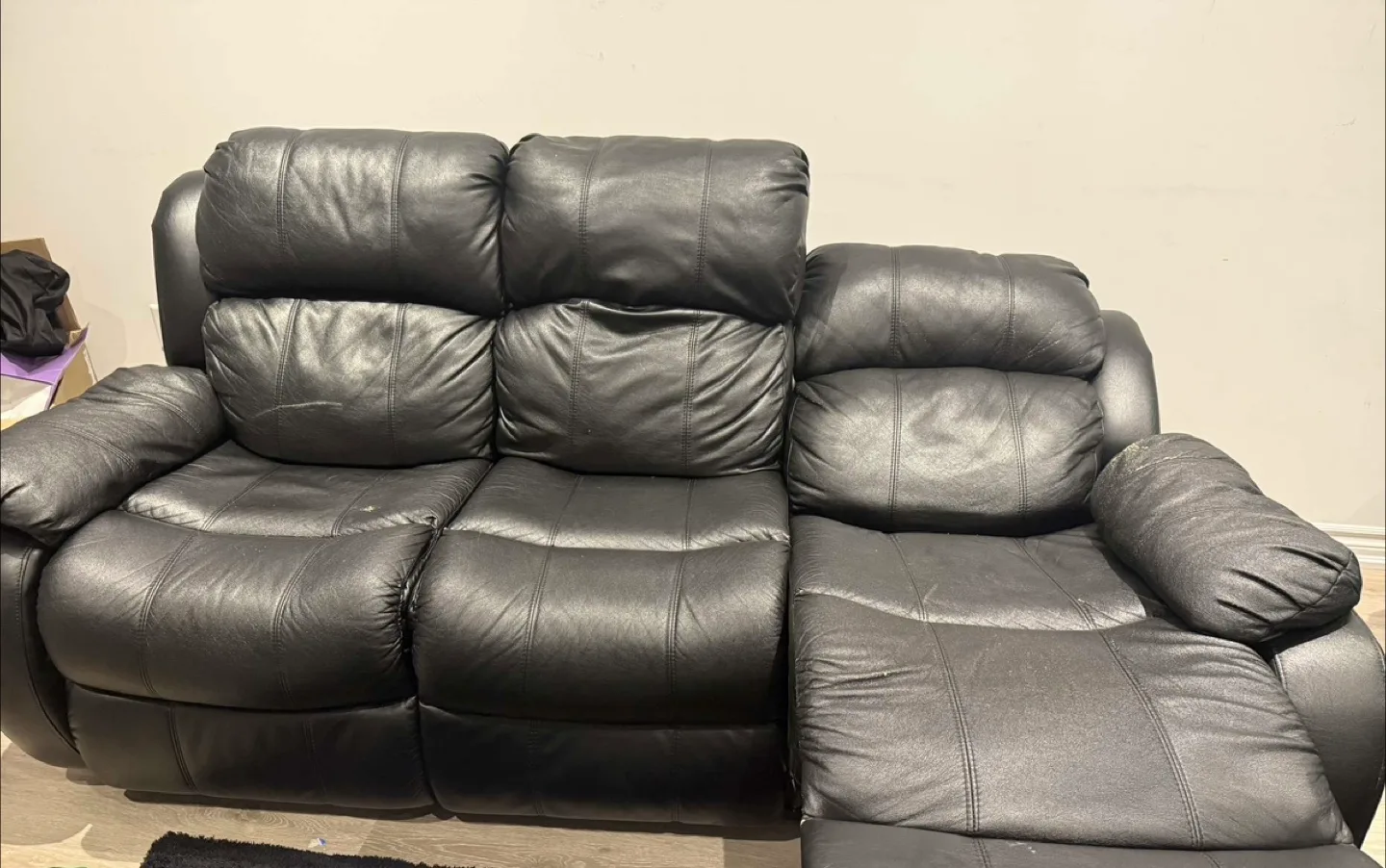 BOTH Black Leather Reclining Sofas image indicator(8)
