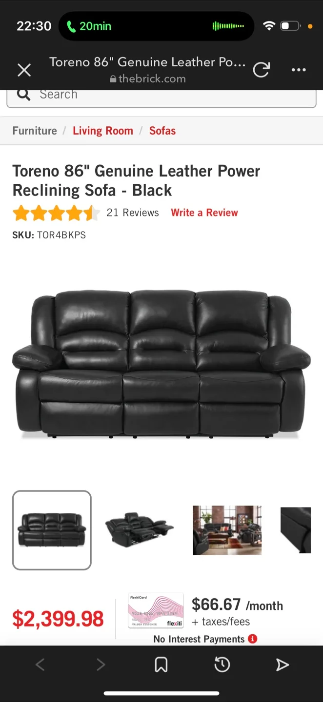 BOTH Black Leather Reclining Sofas image indicator(9)