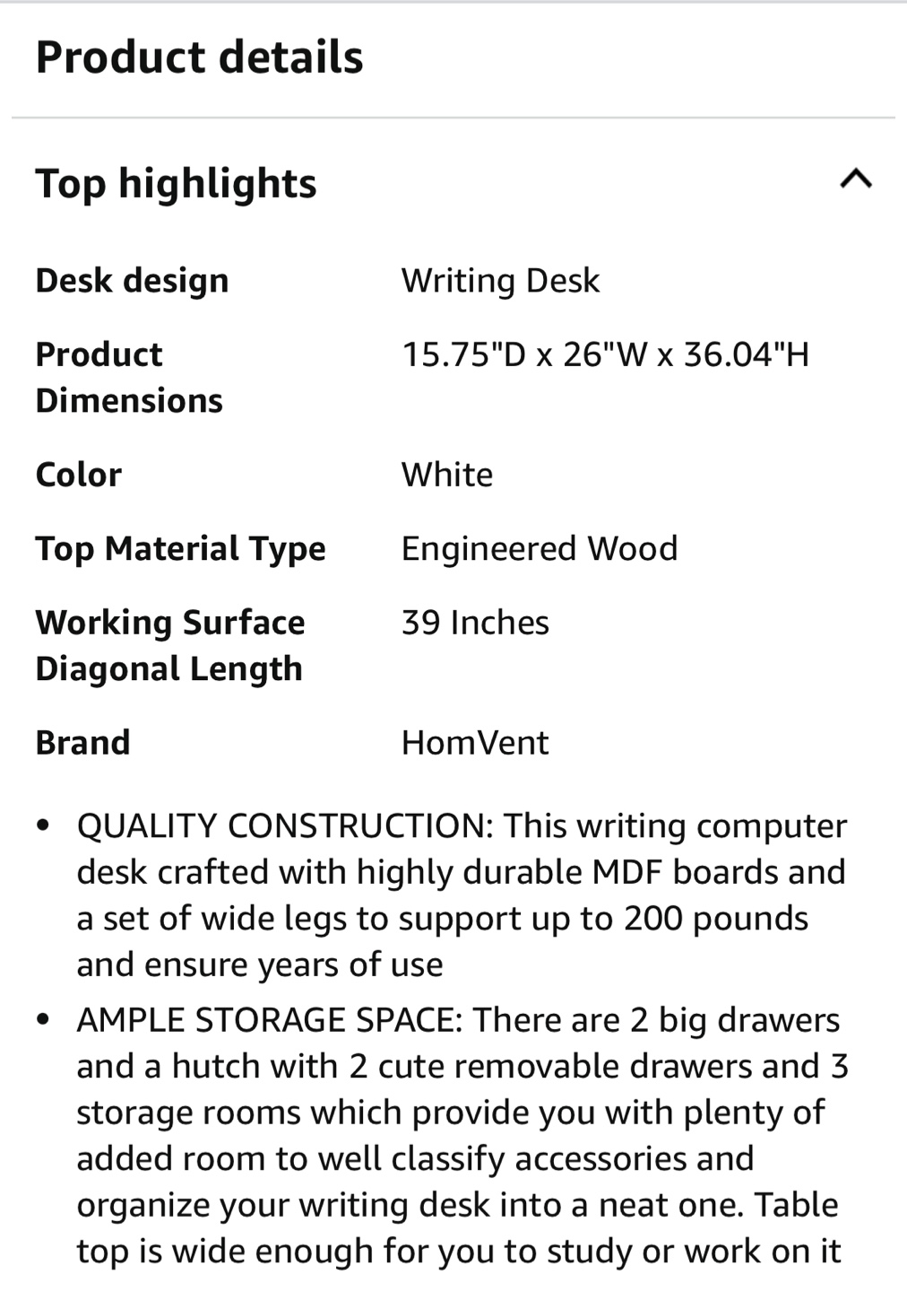 White Writing Desk - photo 5