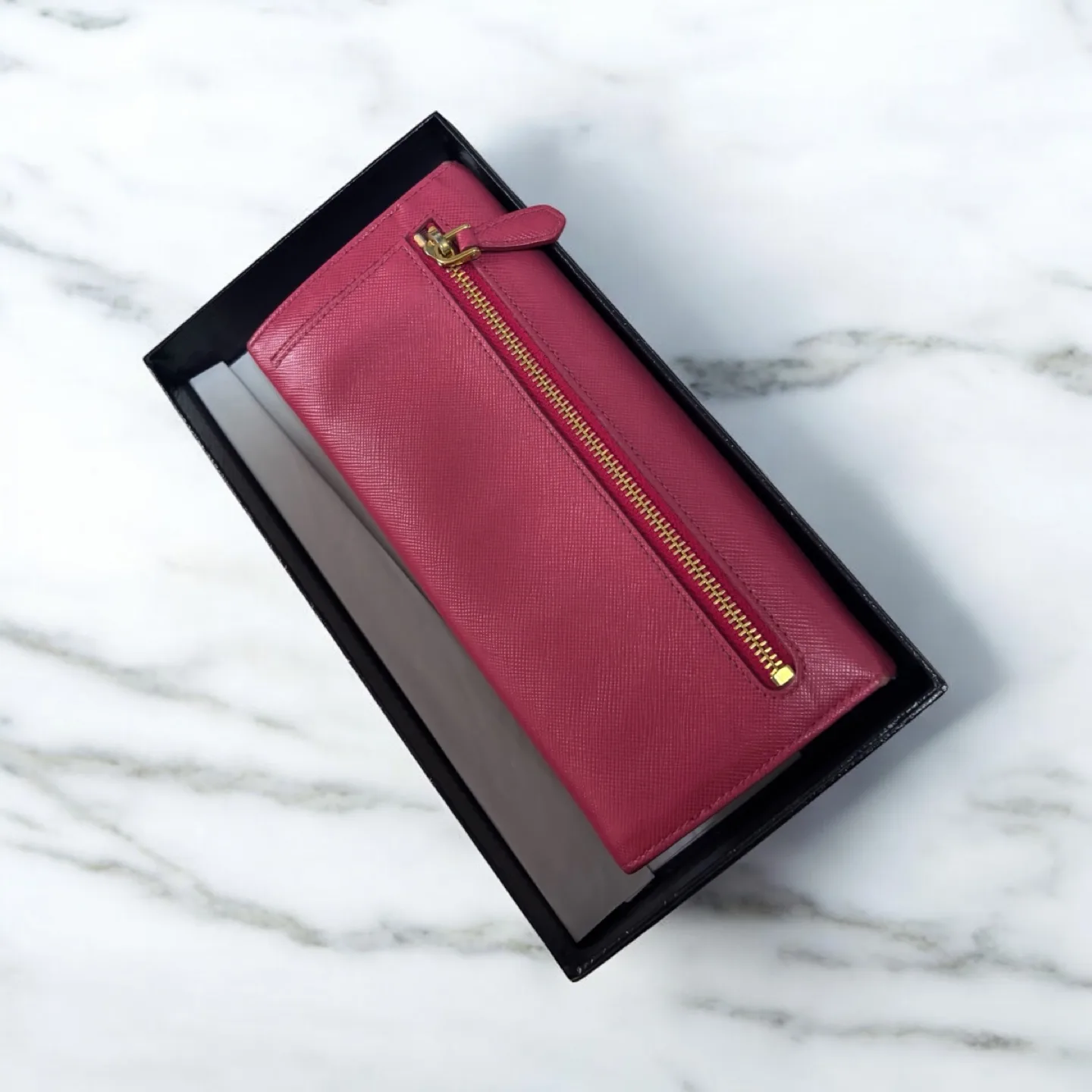 Prada Fuchsia Saffiano Leather Bow Wallet image indicator(6)