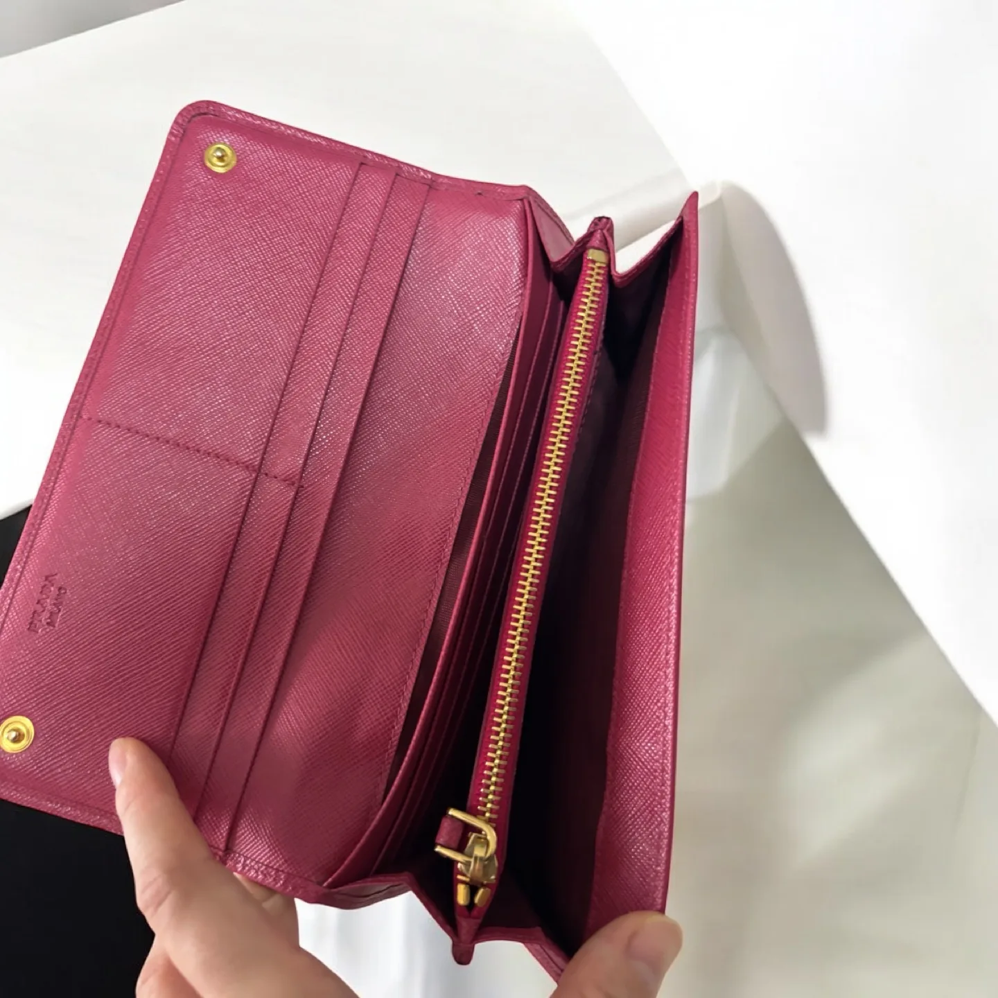 Prada Fuchsia Saffiano Leather Bow Wallet image indicator(5)