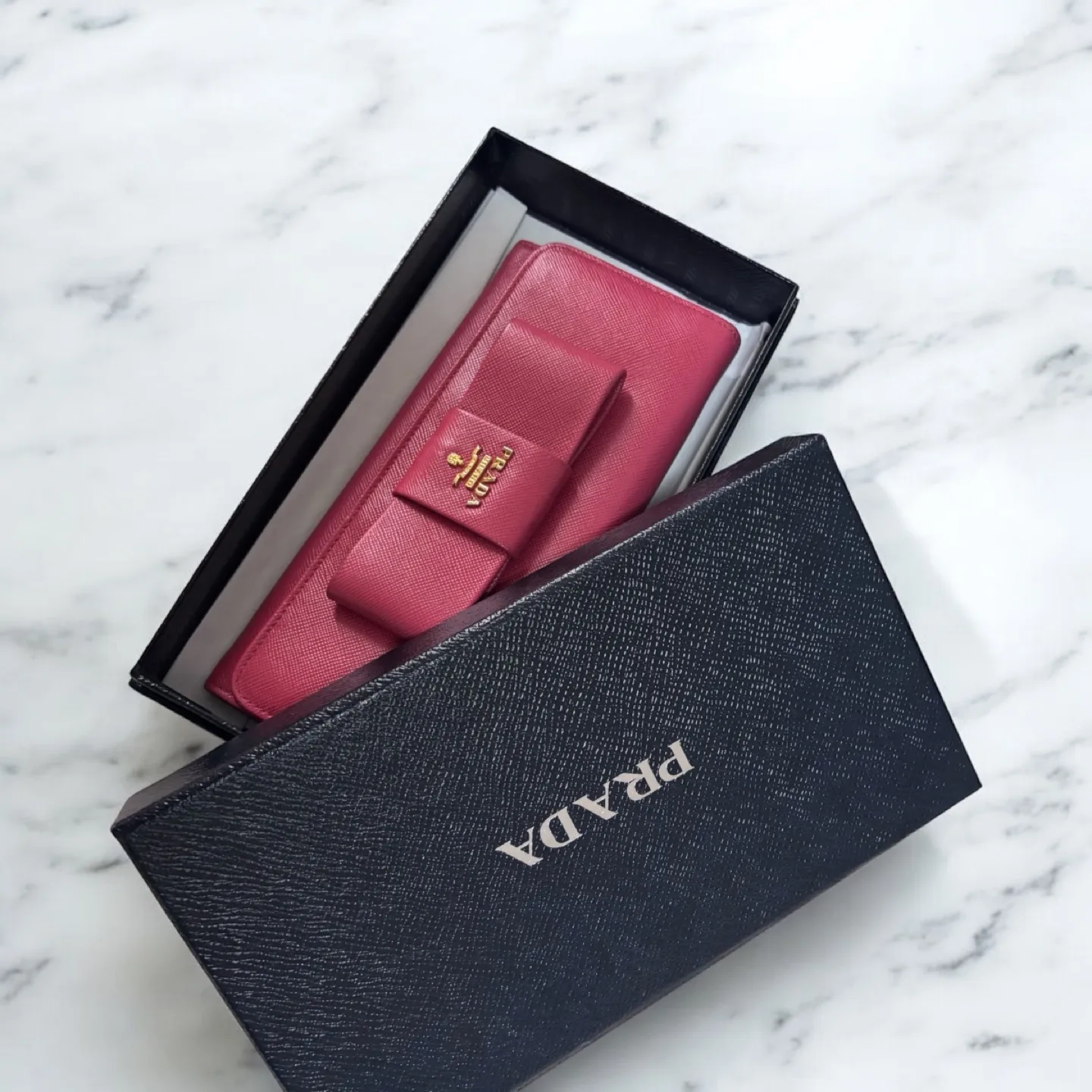 Prada Fuchsia Saffiano Leather Bow Wallet image indicator(7)