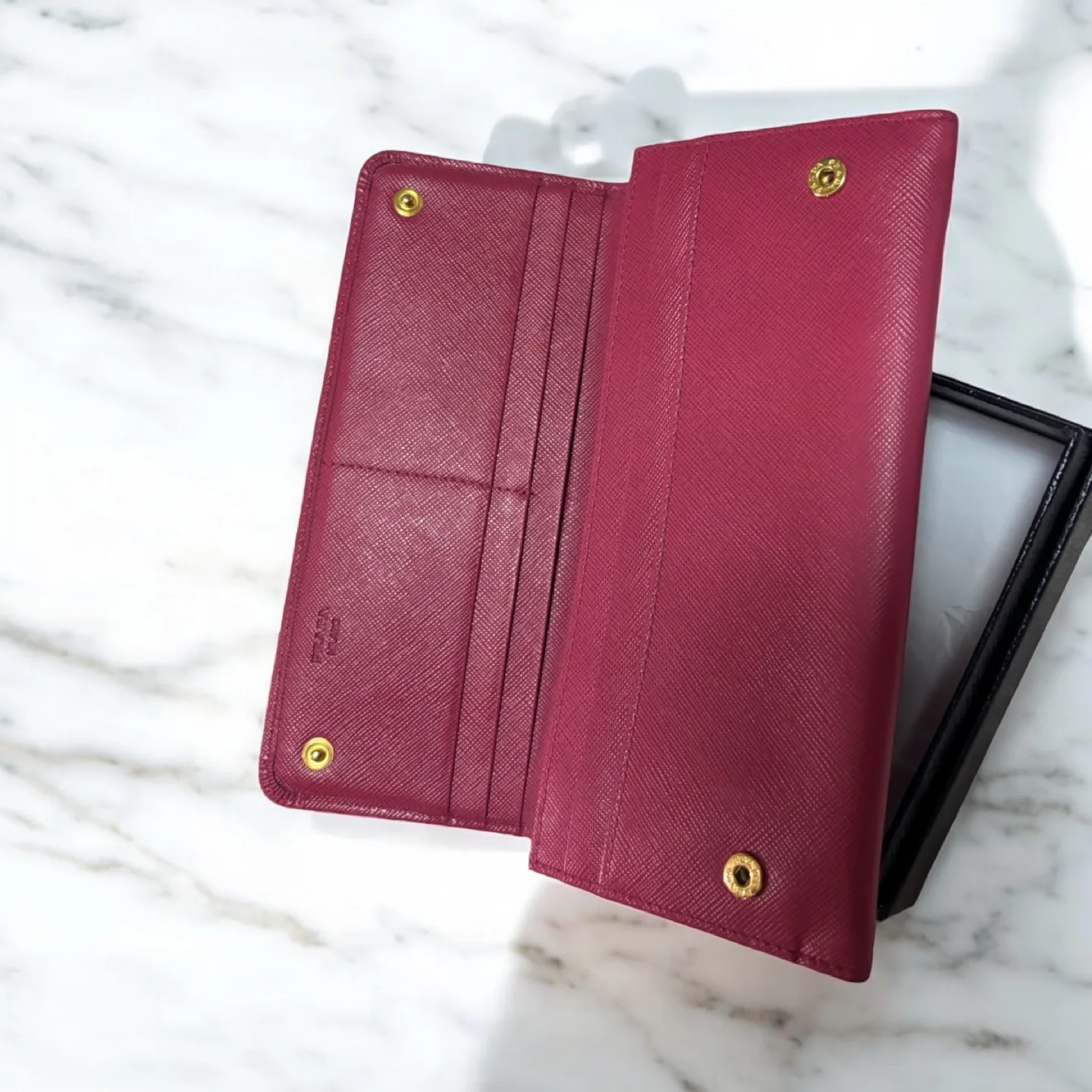 Prada Fuchsia Saffiano Leather Bow Wallet image indicator(4)