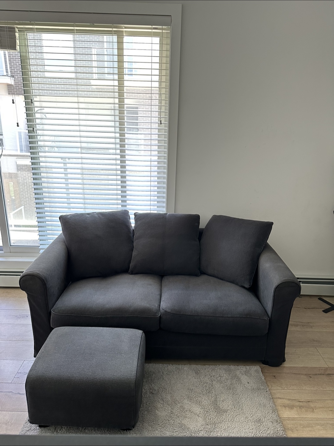 Dark Grey Sofa with Ottoman