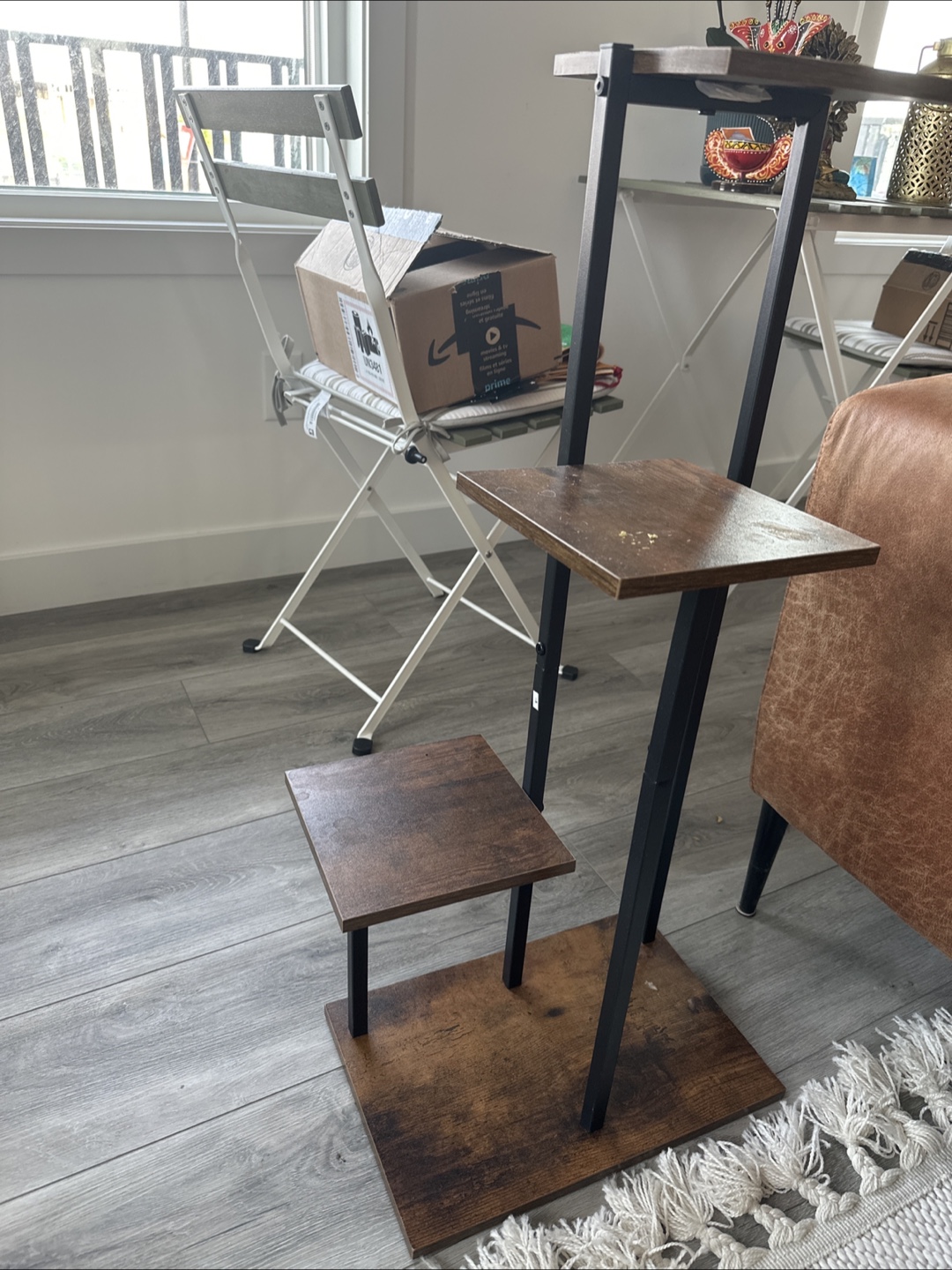 Brown and Black Multi-Level Side Table