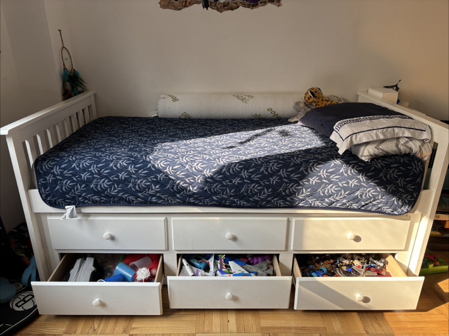 White Twin Trundle Bed with Storage Drawers - photo 2