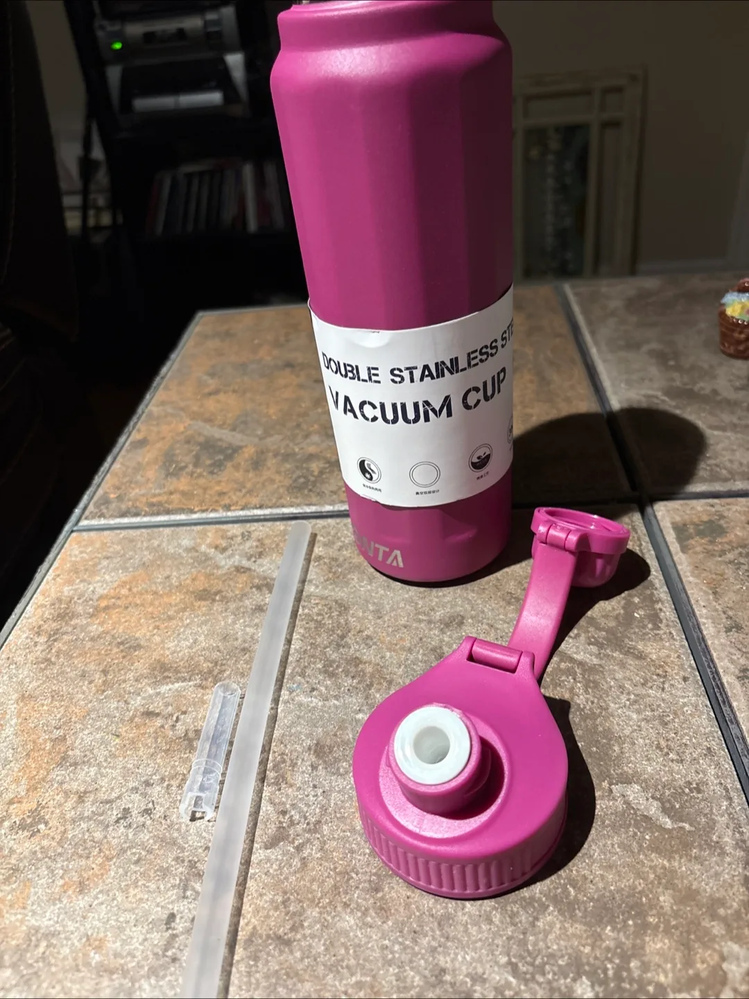 NEW…Double Insulated Water Bottle with Straw image indicator(4)