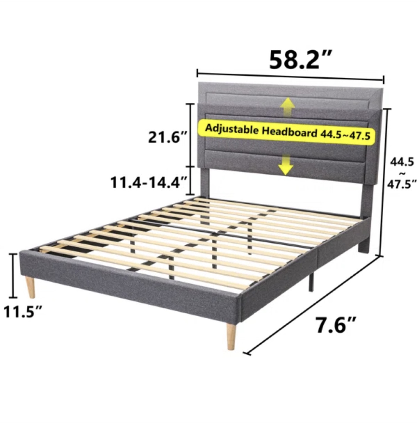 Gray Upholstered Bed - Queen - photo 2