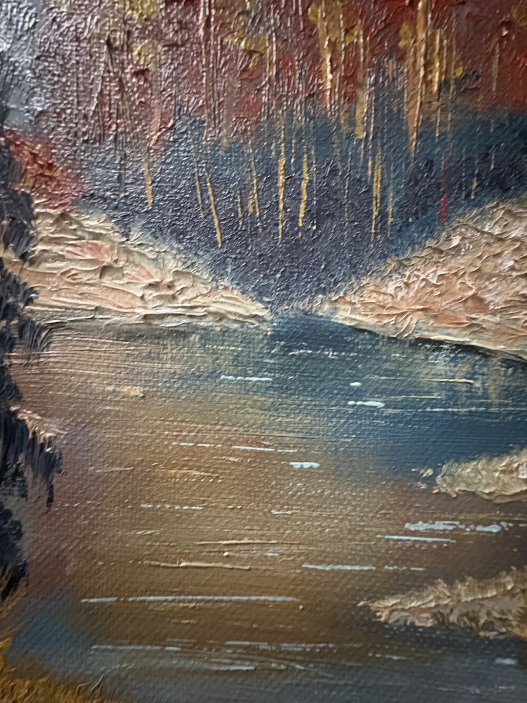 Vintage Oil Painting- Mountains and Stream - photo 4