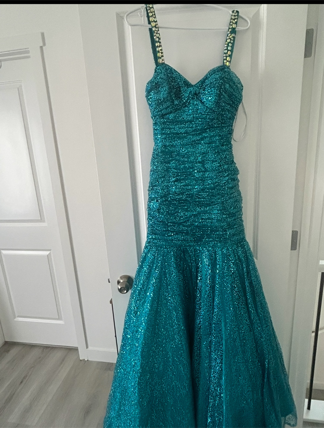 Elegant Turquoise Sequin Gown