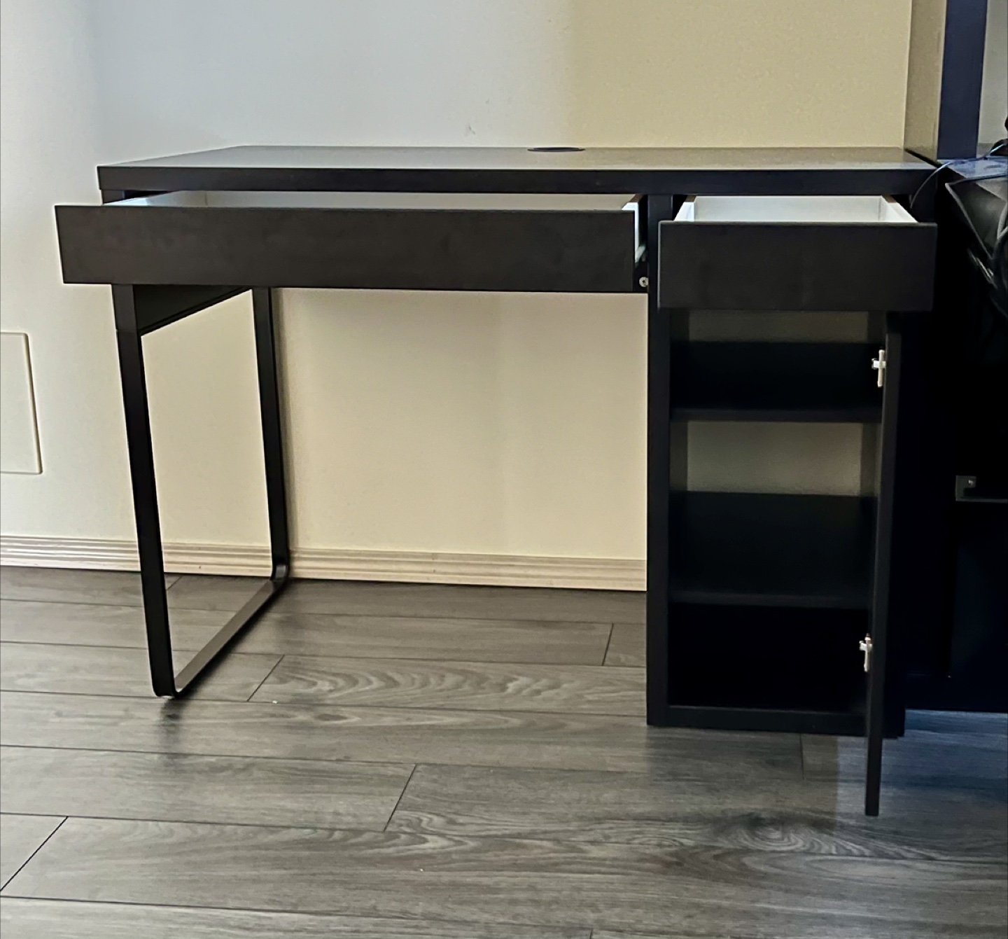 Ikea Black Desk with Drawers