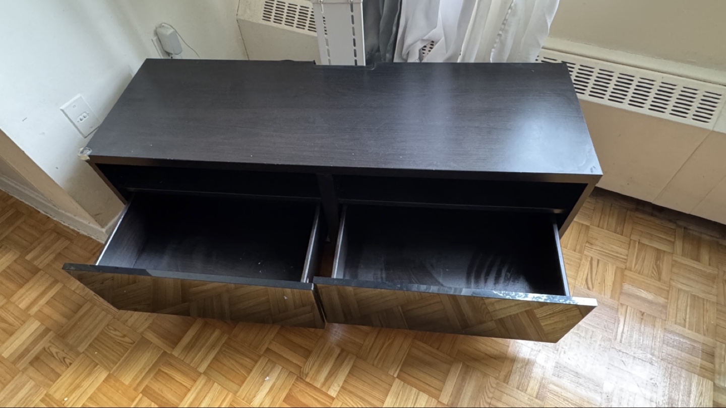 Black Media Console With Two Drawers - photo 3
