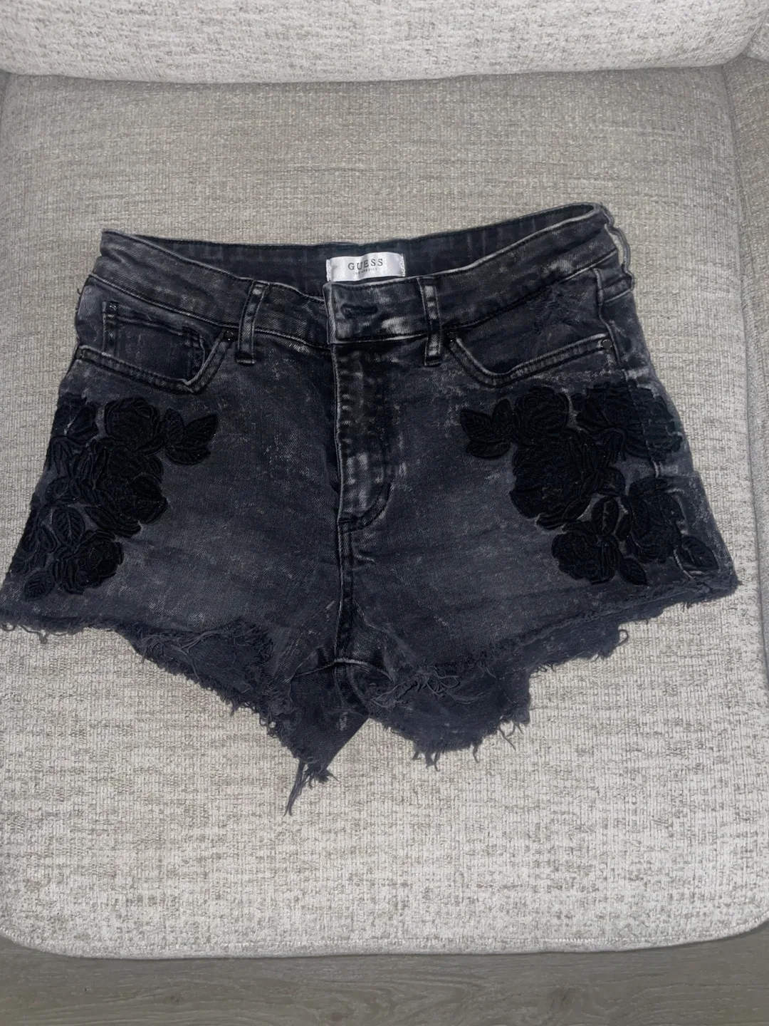 GUESS Black Denim Shorts thumbnail