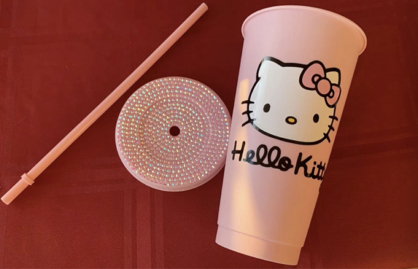 Custom Made Hello Kitty Tumbler with Lid and Straw