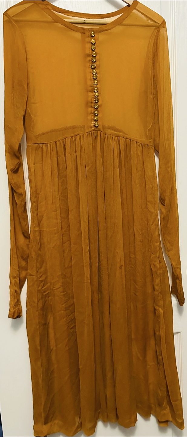 Mustard Yellow Dress and Scarf Set
