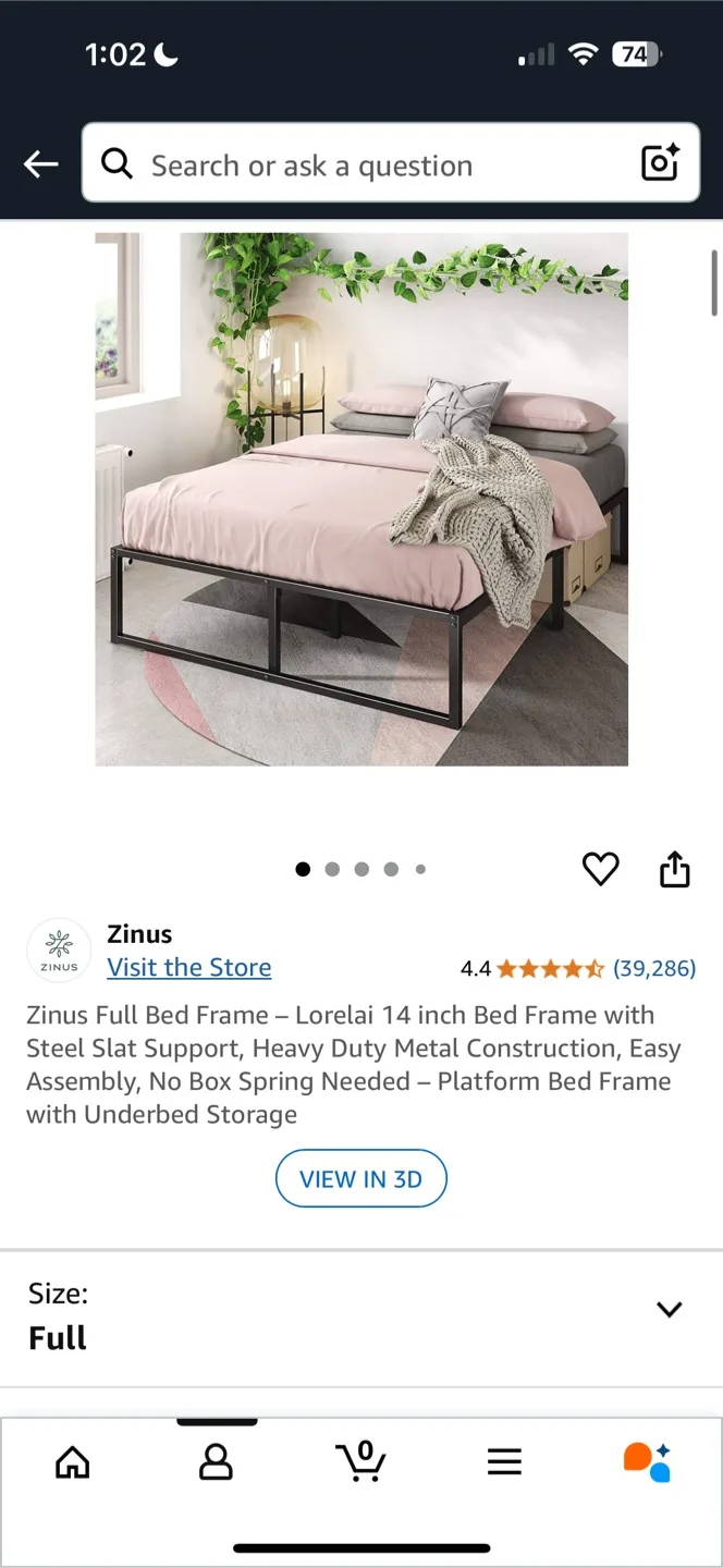 Zinus Full/Double Metal Bed Frame - Brand New in Box thumbnail