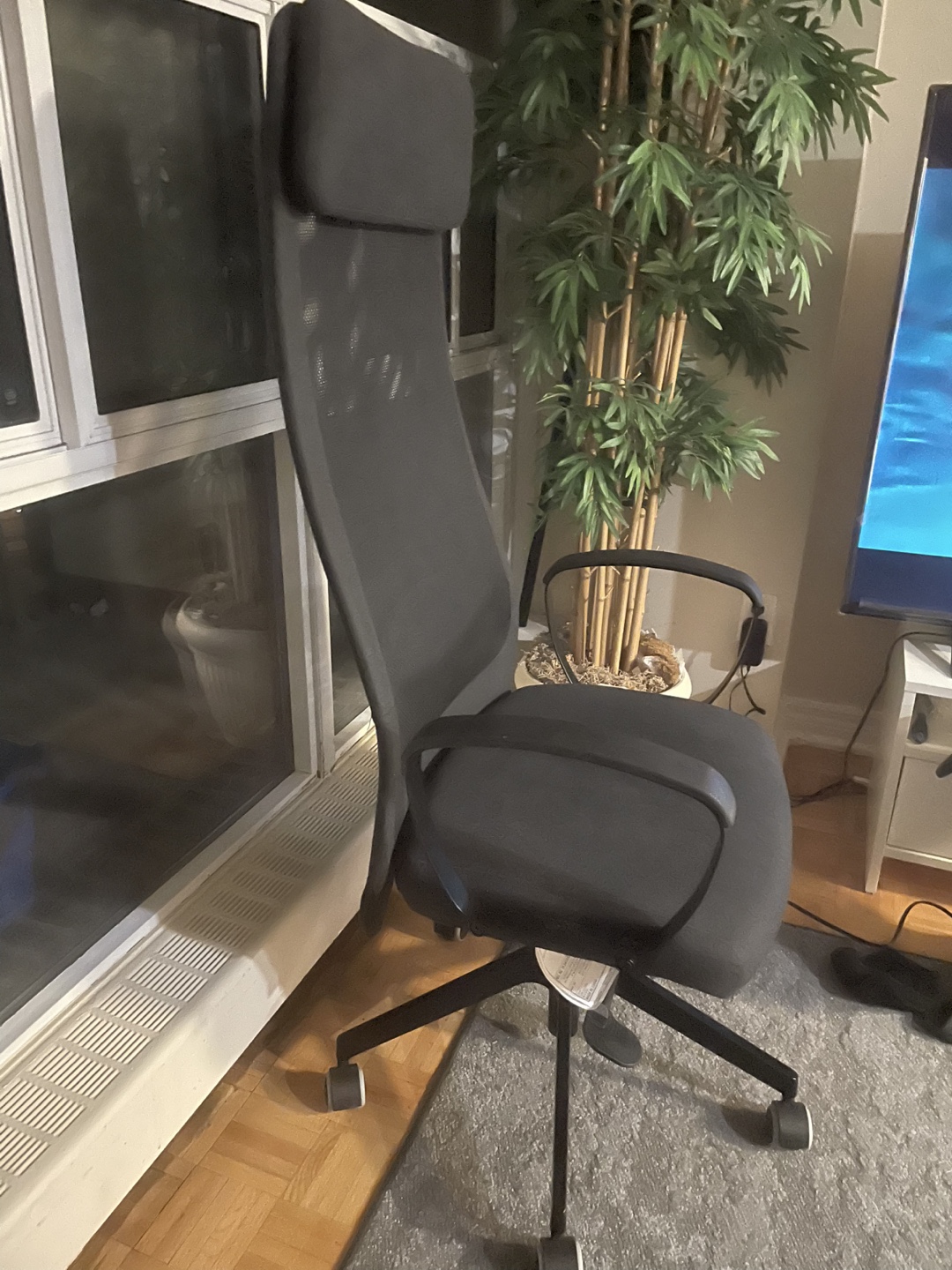 Ikea Black Office Chair with Headrest