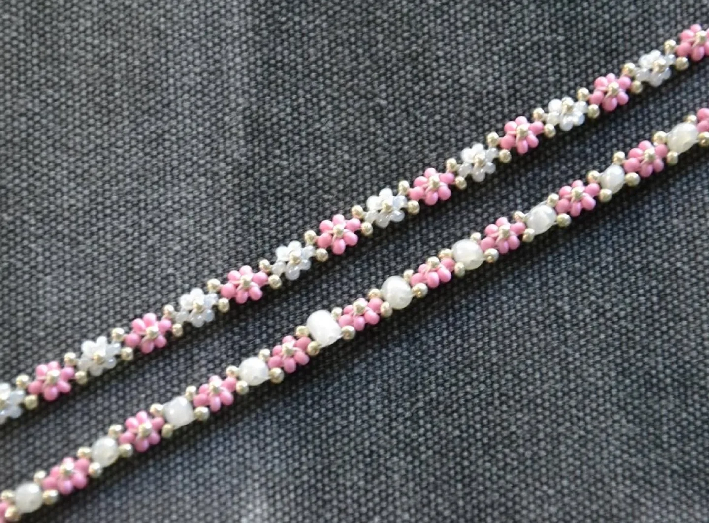 Pink beaded flower bracelets image indicator(2)