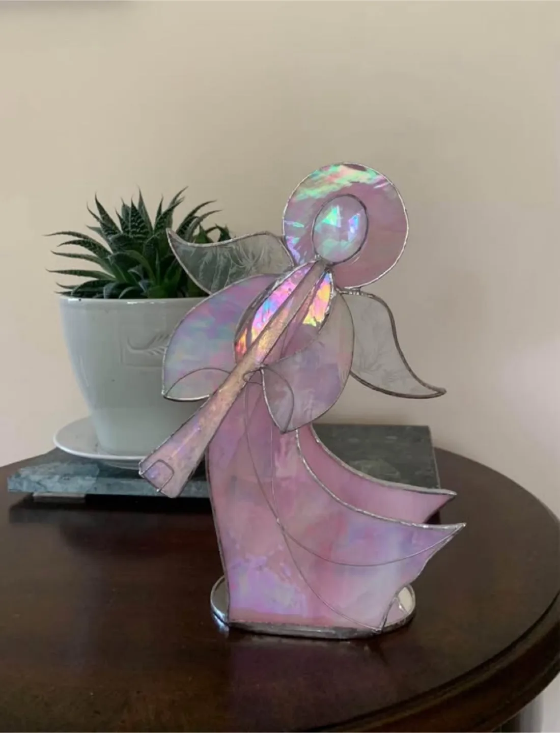 Stained Glass Angel Figurine tea light holder image indicator(4)
