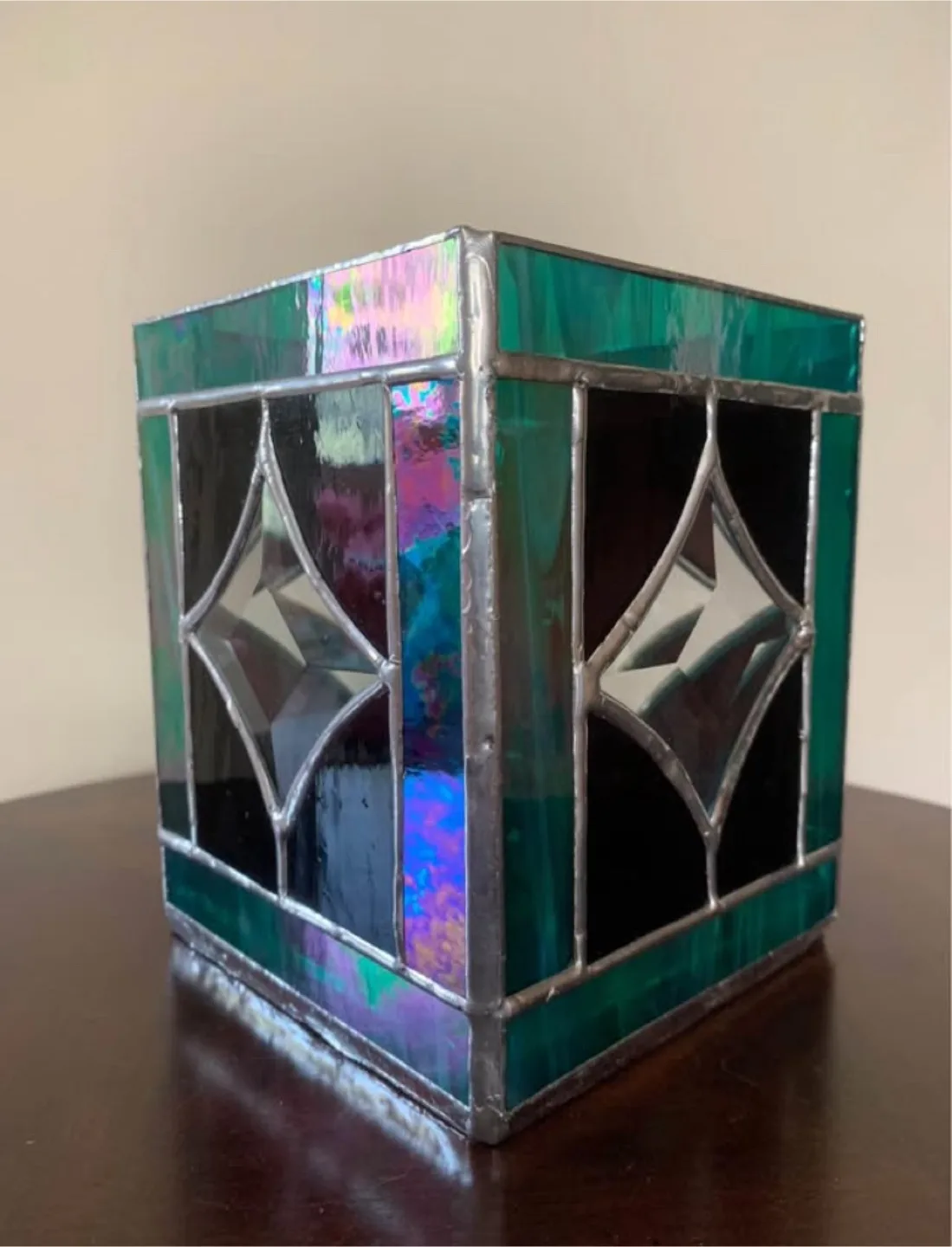 Stained Glass Cube Box Candle Holder image indicator(2)