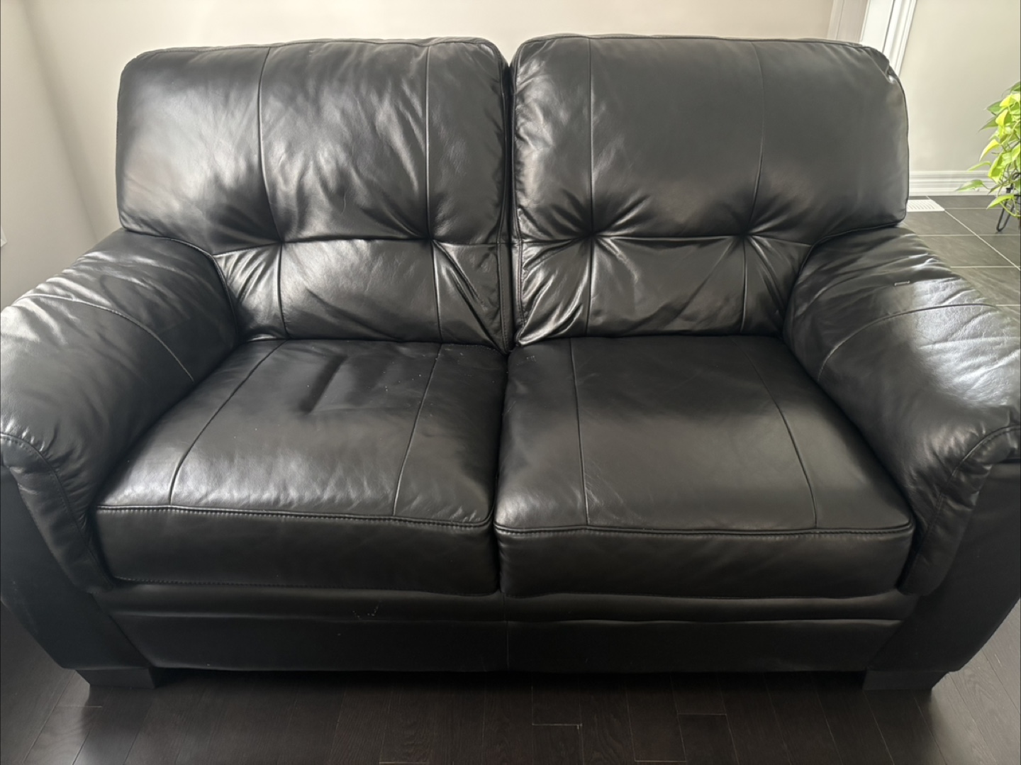 Black Leather Couch and Loveseat and one additional single seat. - photo 2