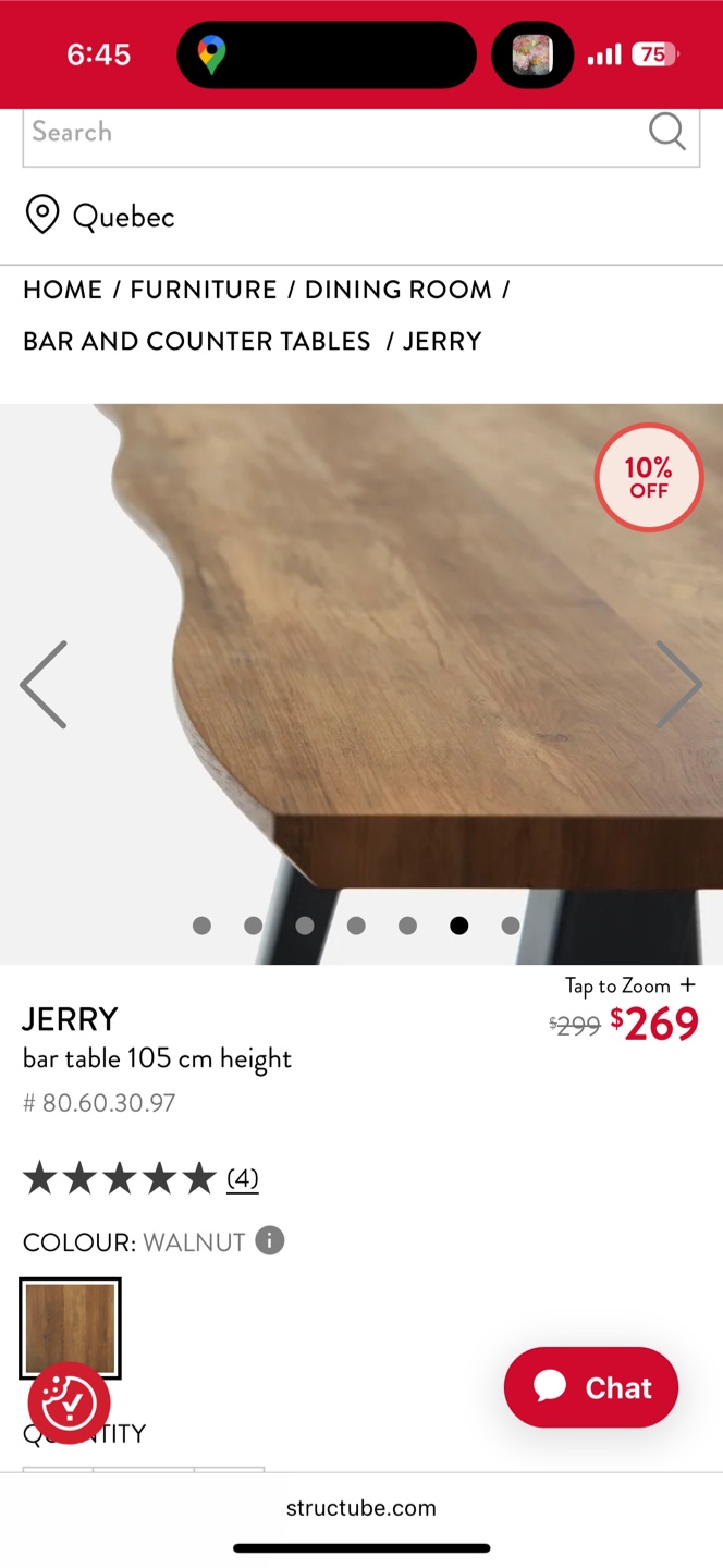Structube walnut Jerry Bar Table (105cm height) - photo 5