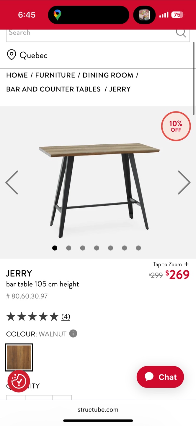 Structube walnut Jerry Bar Table (105cm height) - photo 3
