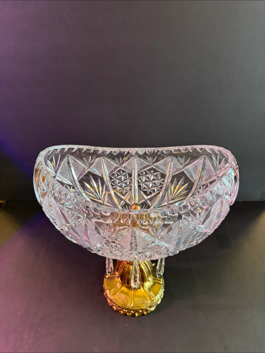 Vintage Crystal Bowl with Gold Base image indicator(2)