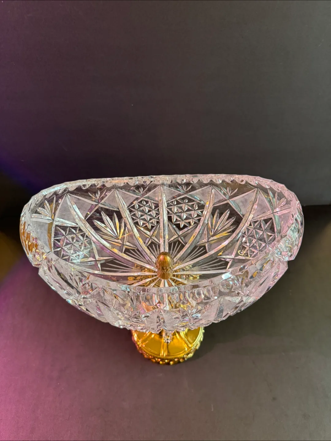 Vintage Crystal Bowl with Gold Base image indicator(3)