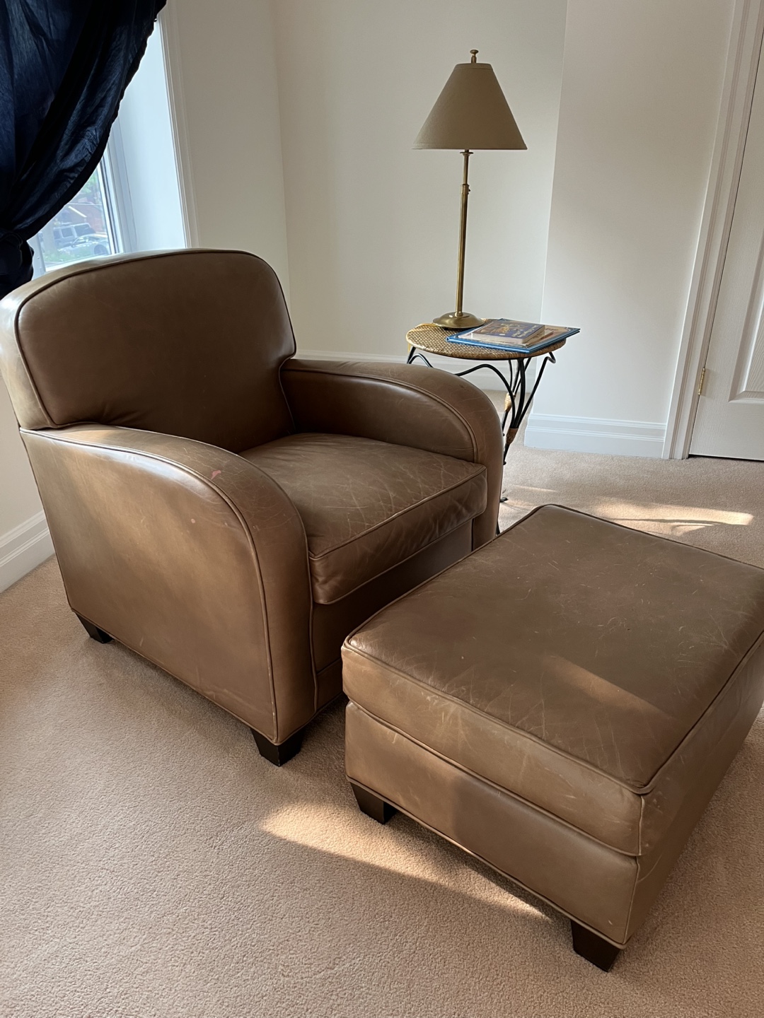 Really Comfy!! Brown Leather Armchair and Ottoman - photo 3