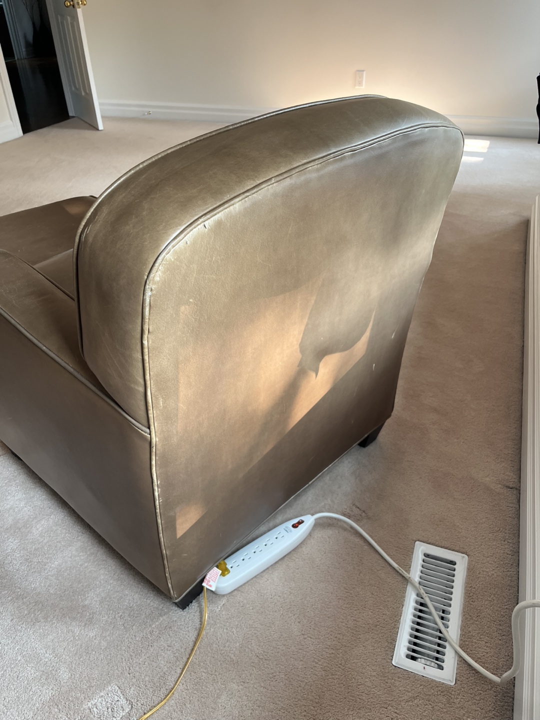 Really Comfy!! Brown Leather Armchair and Ottoman - photo 5