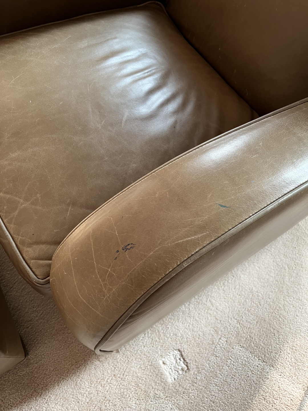 Really Comfy!! Brown Leather Armchair and Ottoman - photo 4