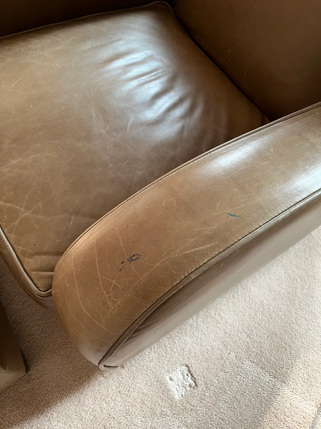 Really Comfy!! Brown Leather Armchair and Ottoman image indicator(4)