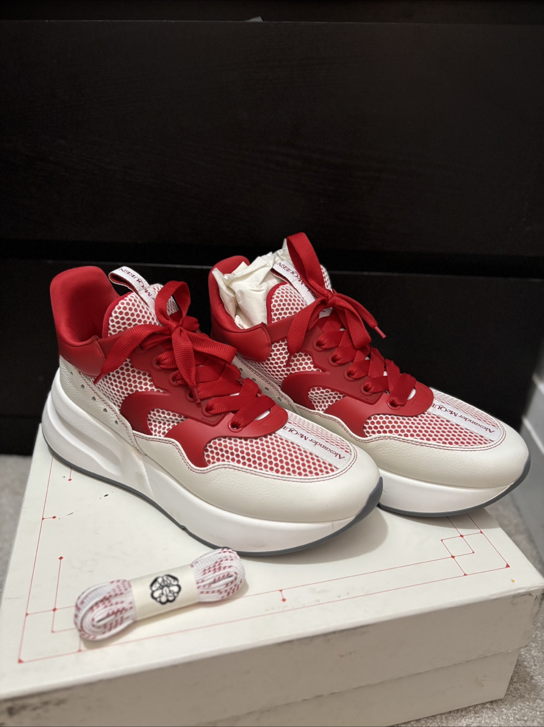 Alexander McQueen Red and White Sneakers - photo 4