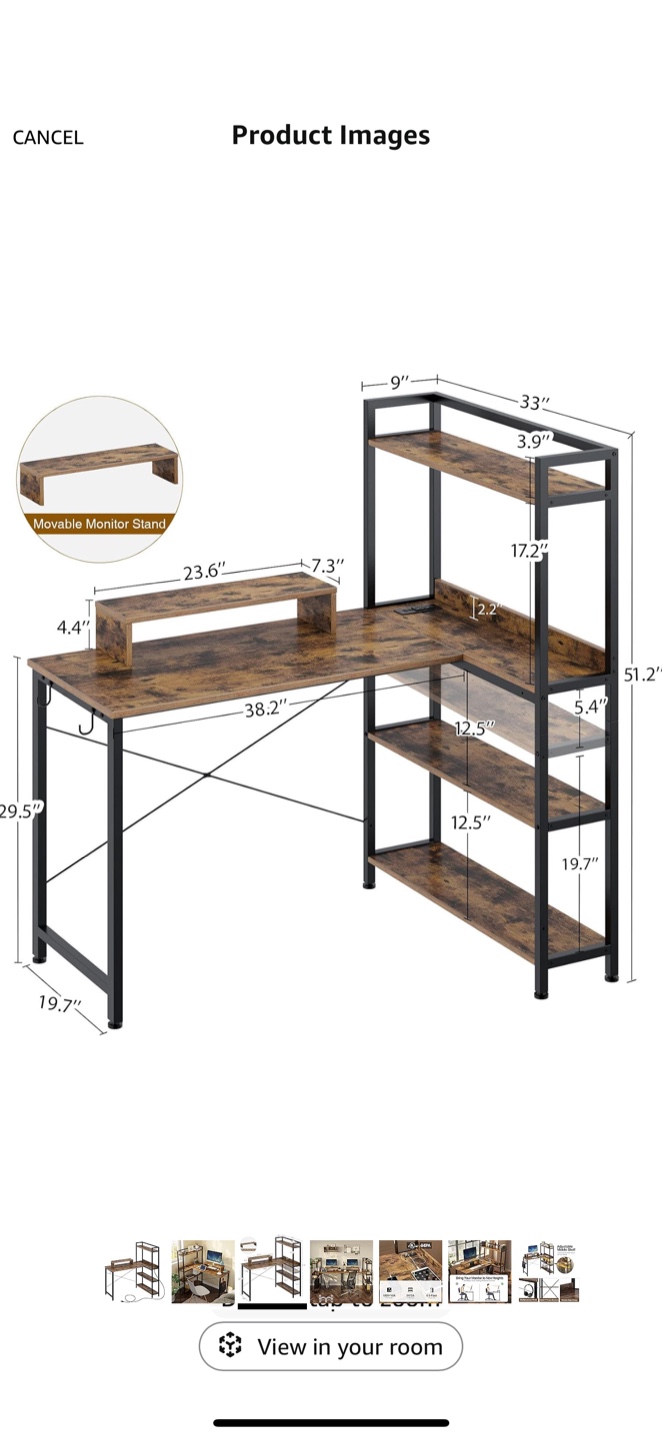 L-Shaped Computer Desk with Shelves