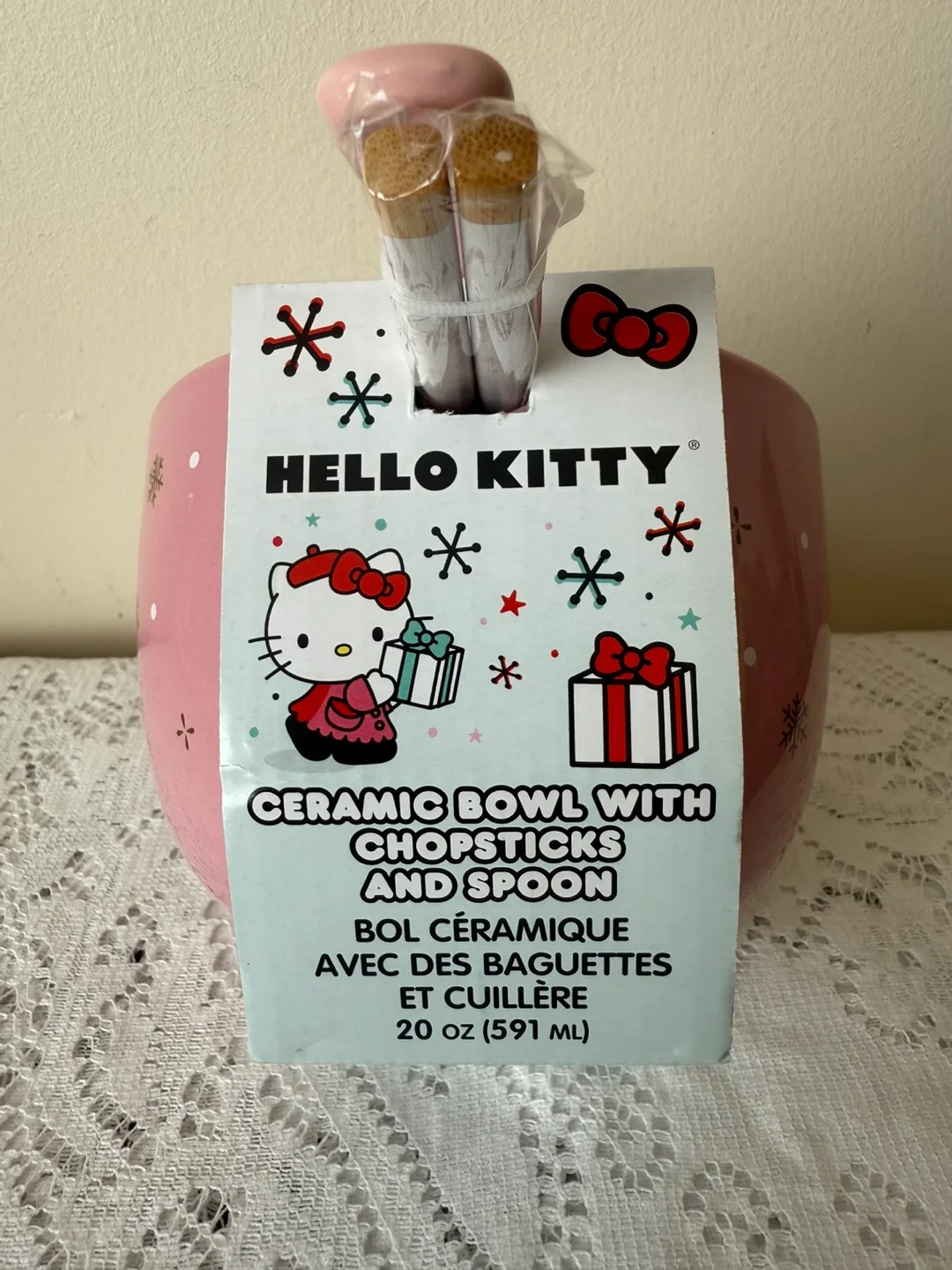 Hello Kitty Ceramic Bowl With Chopsticks and Spoon image indicator(6)