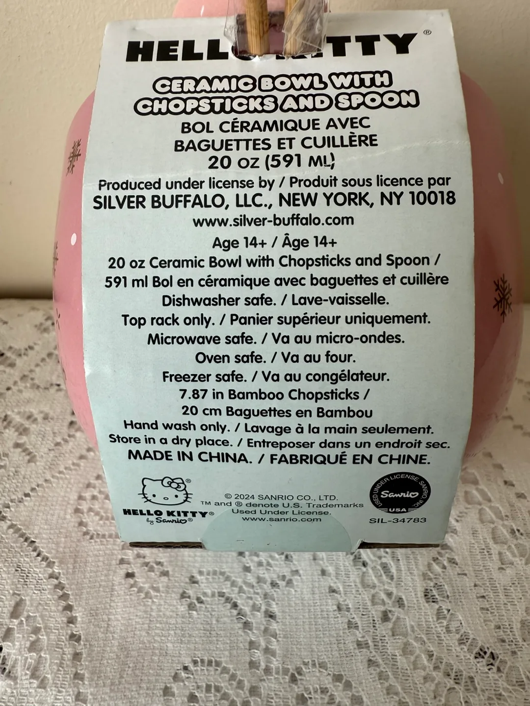 Hello Kitty Ceramic Bowl With Chopsticks and Spoon image indicator(5)