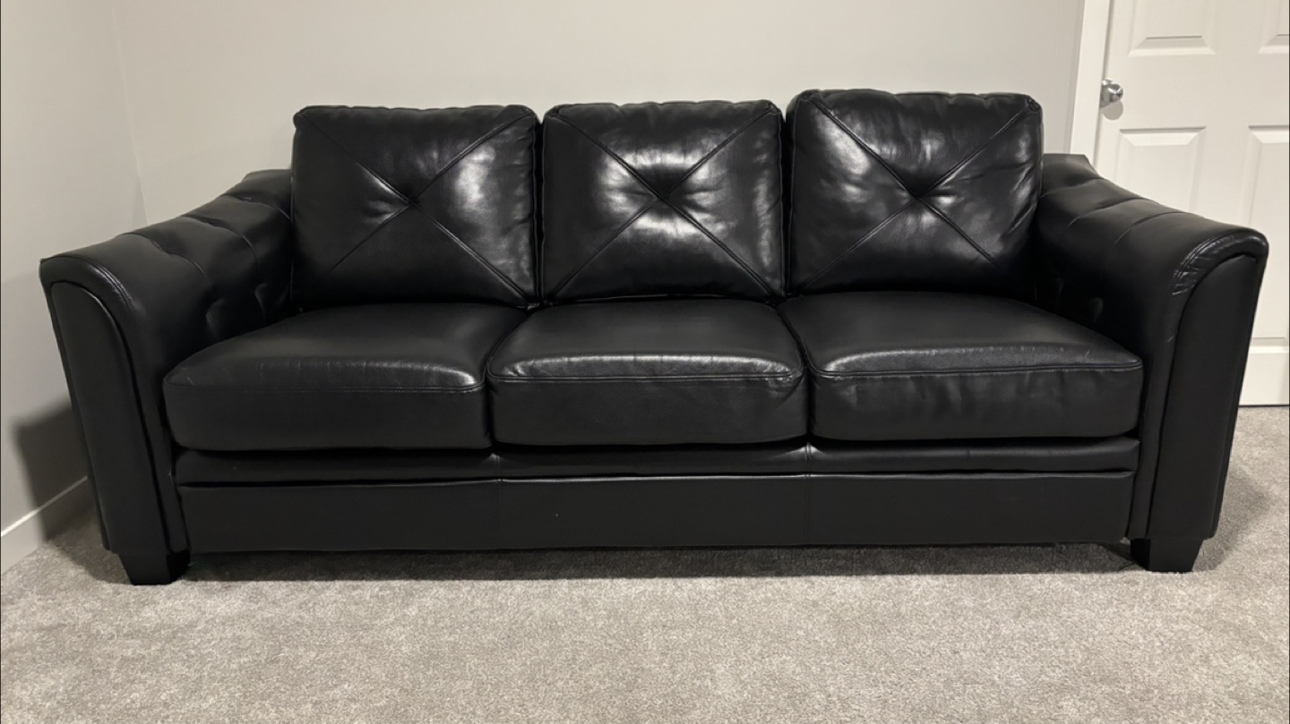 The Brick Black Leather Look Couch - photo 2