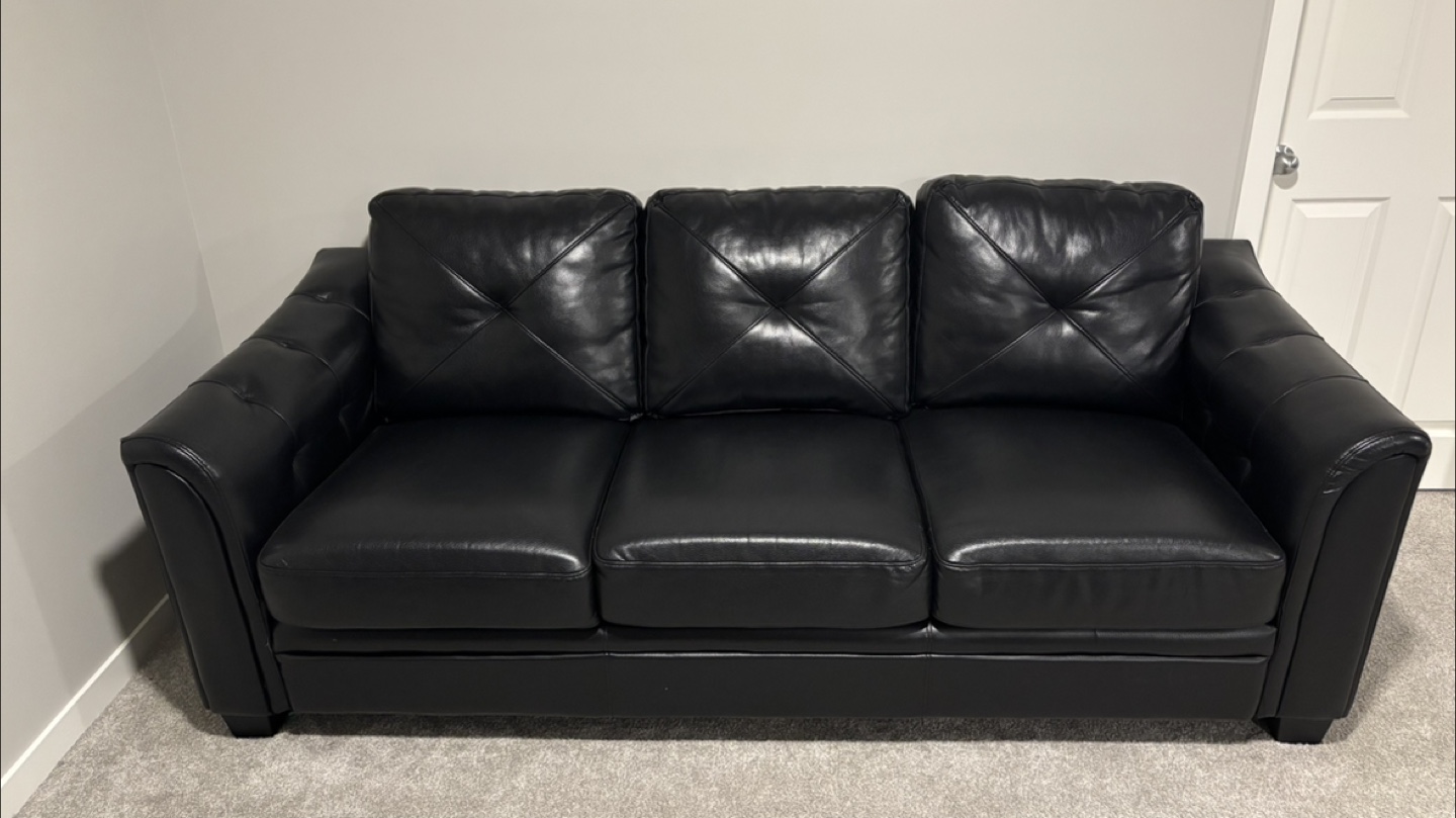 The Brick Black Leather Look Couch - photo 3