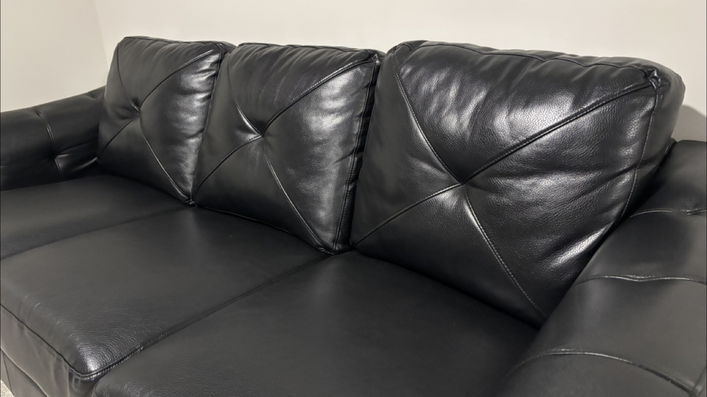 The Brick Black Leather Look Couch - photo 5