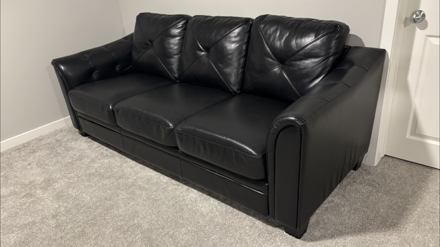 The Brick Black Leather Look Couch - photo 4