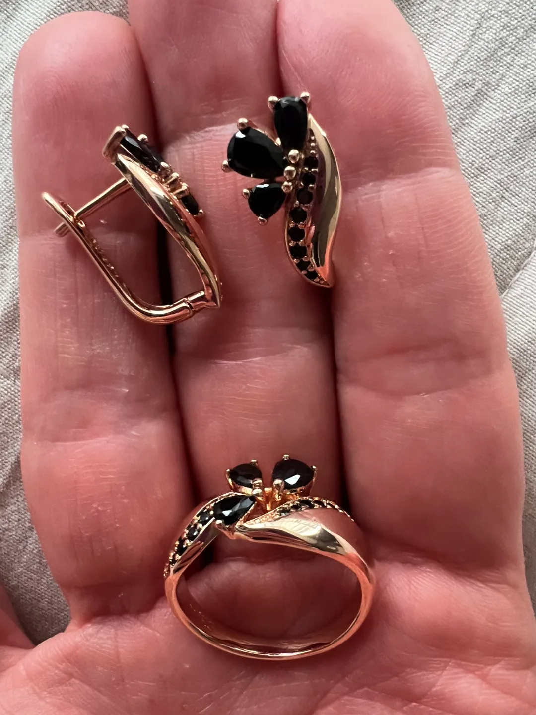 14k onyx earrings ring size 8