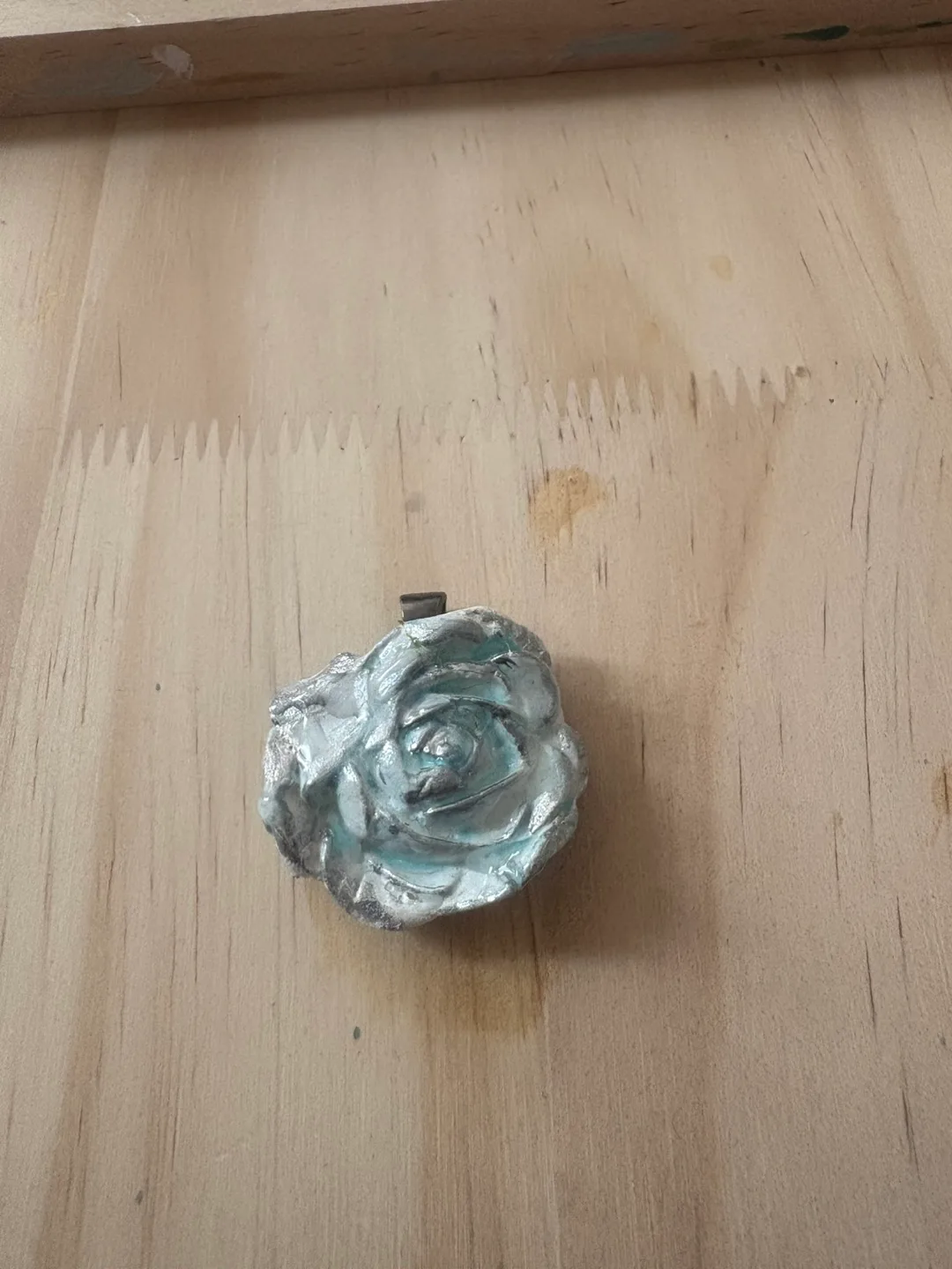 Handmade Rose Pendant, Clay and resin image indicator(2)