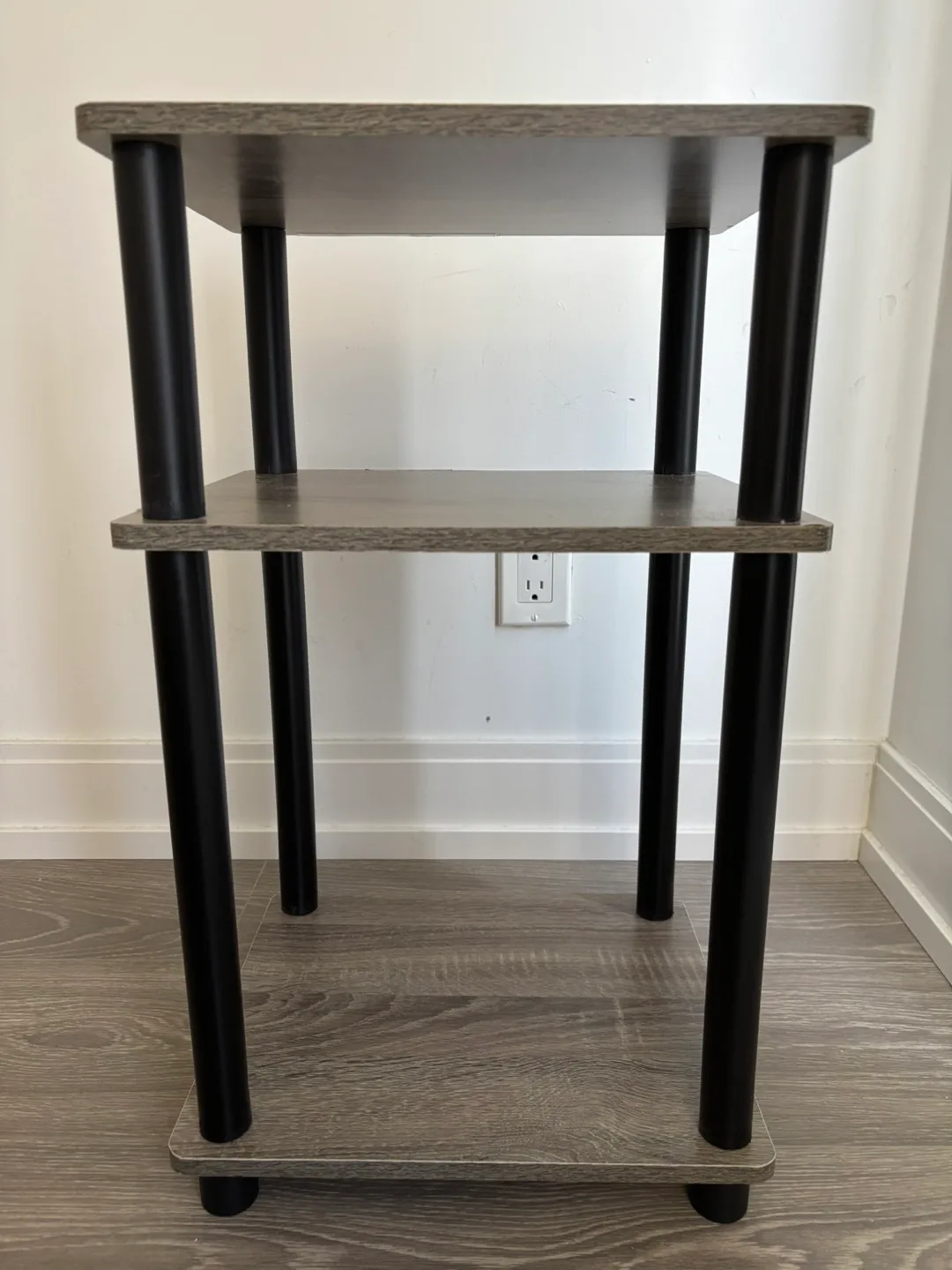 Furinno 3-Tier End Table - French Oak Grey/Black image indicator(2)