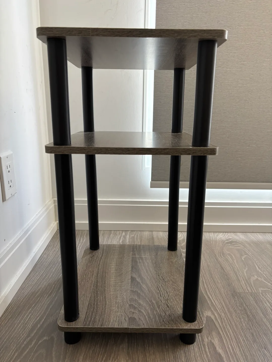 Furinno 3-Tier End Table - French Oak Grey/Black image indicator(4)