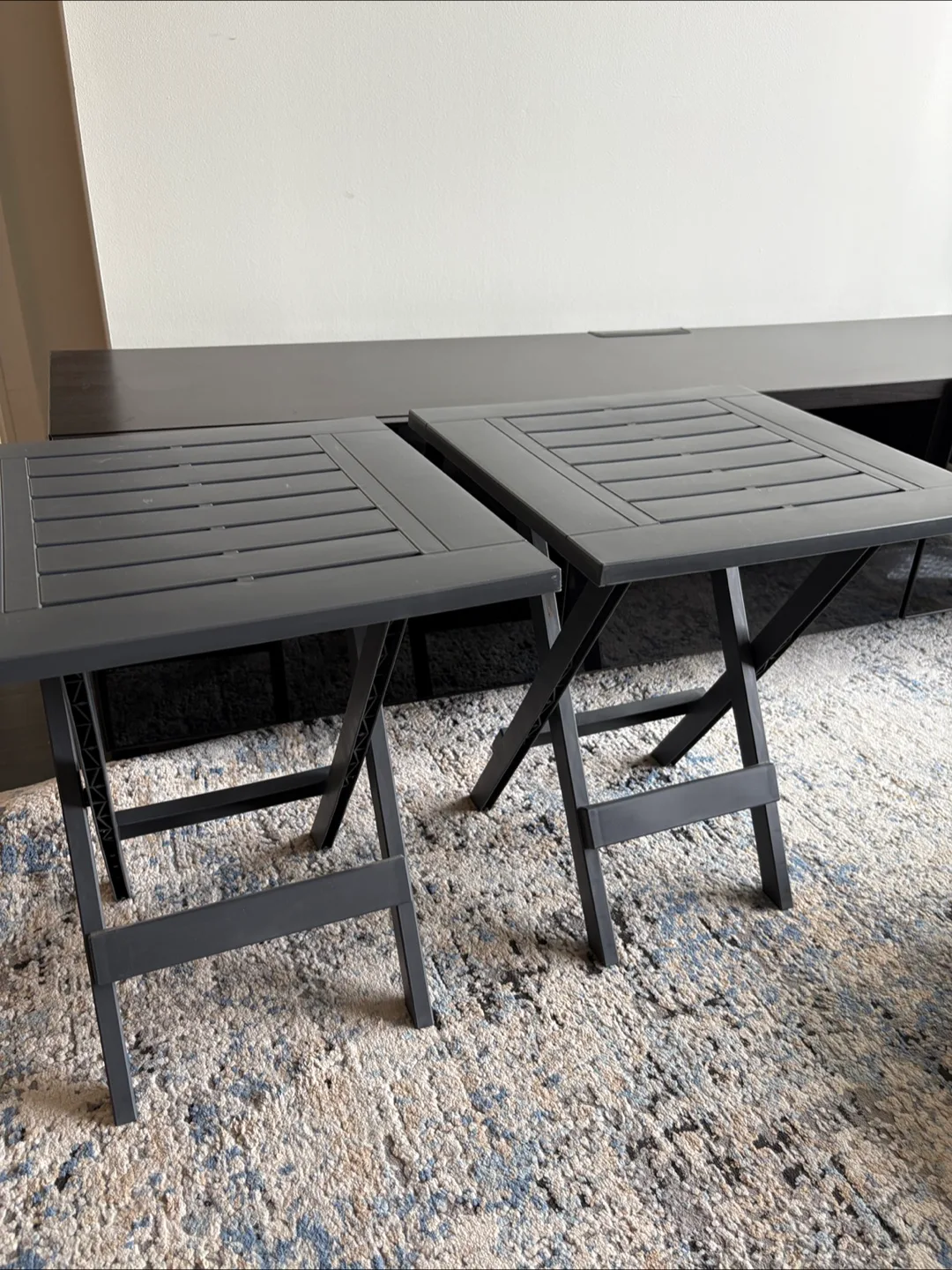 Set of 2 Folding Grey Side Tables thumbnail