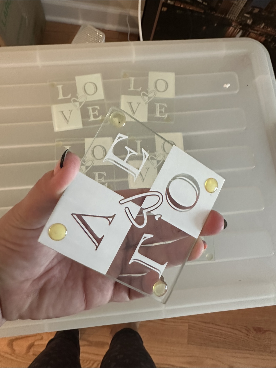 Set of LOVE Glass Coasters